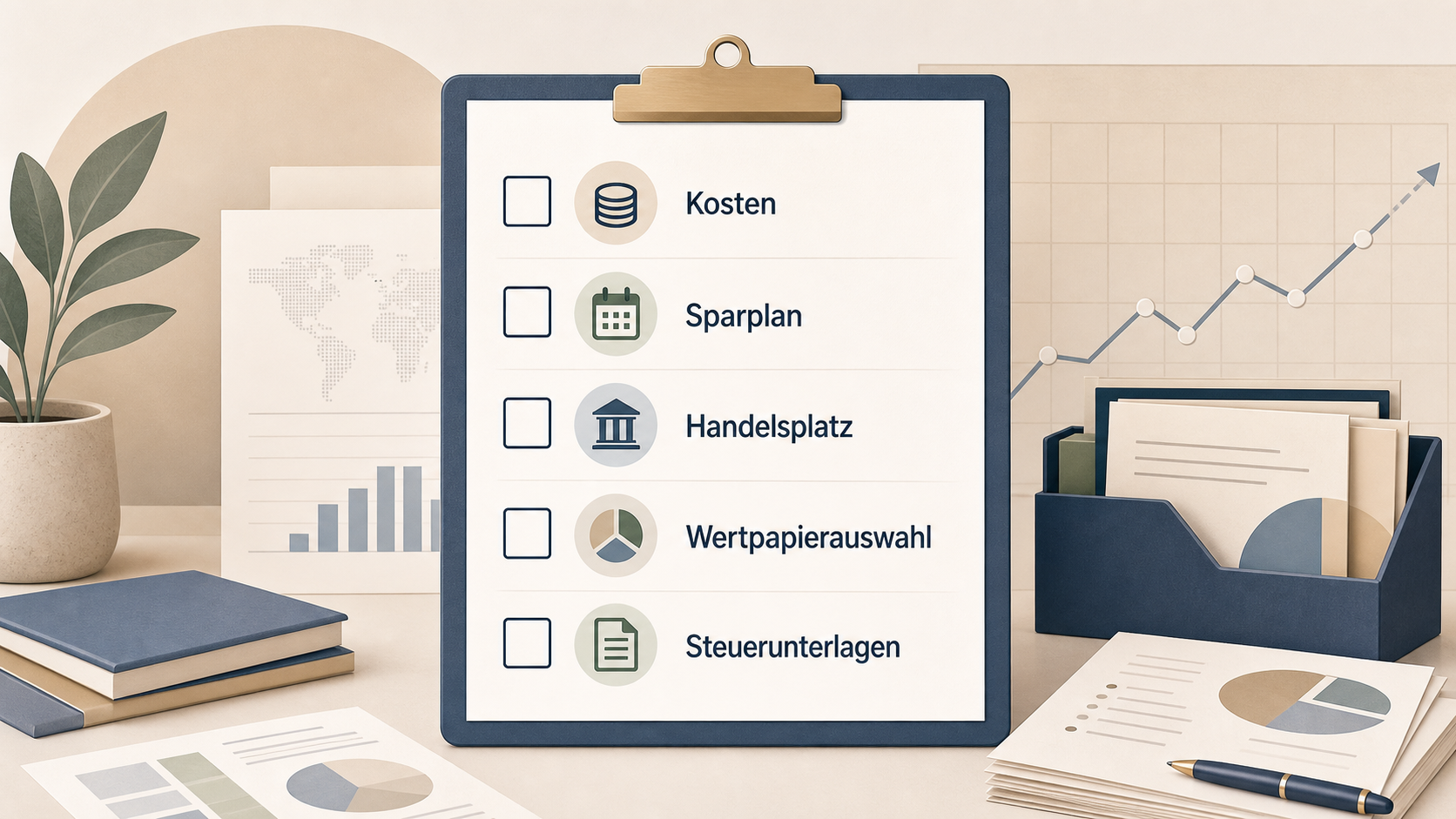 Redaktionelle Illustration zu Beste Online-Broker in Deutschland: Vergleich von Kosten, Handelsplätzen und Service
